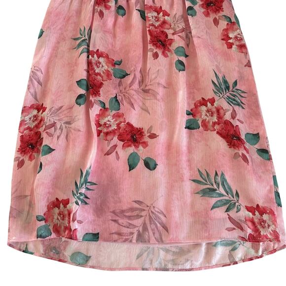 NSR Women’s Pink Tropical Floral Print Tie Front Mini Dress Size Medium NWT - Picture 10 of 11